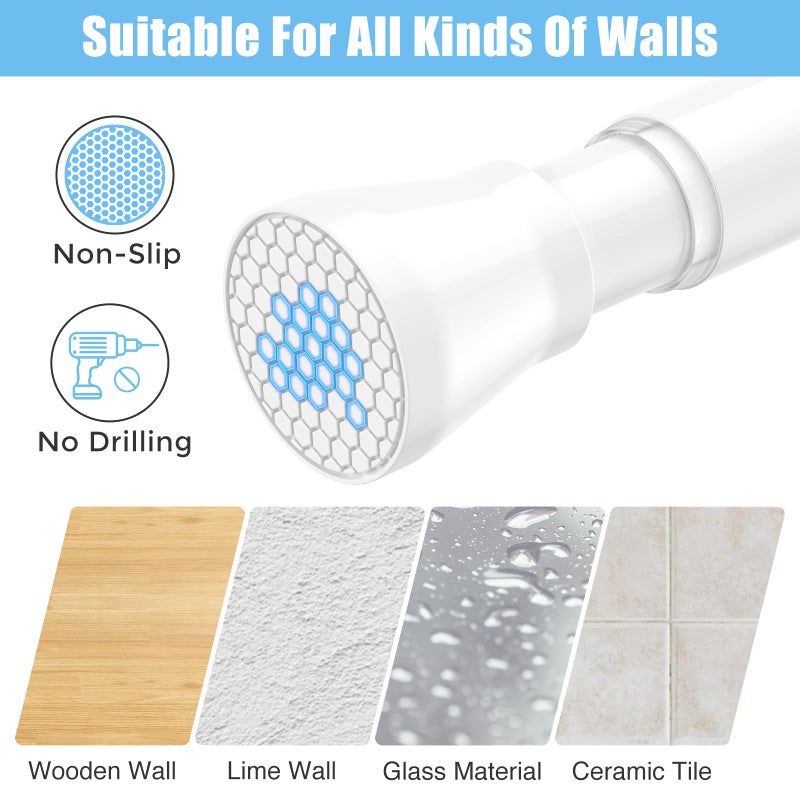 AIZESI Tension Curtain Rod Adjustable Spring Tension Rods for Windows 28 to 48 Inch, No Drilling, 7/8" Diameter, White Curtain Rod, Small Shower Curtain Rod for Bathroom, Doorway, Closet, Kitchen - Image 5
