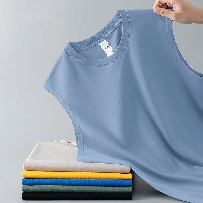 Summer Mens Thin Tank Top Sleeveless T-Shirt Loose Fashion Sports Vest White - Image 5