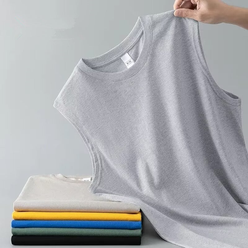 Summer Mens Thin Tank Top Sleeveless T-Shirt Loose Fashion Sports Vest White - Image 4