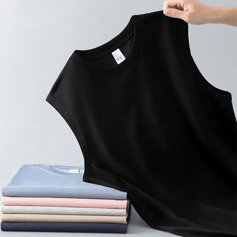 Summer Mens Thin Tank Top Sleeveless T-Shirt Loose Fashion Sports Vest White - Image 3