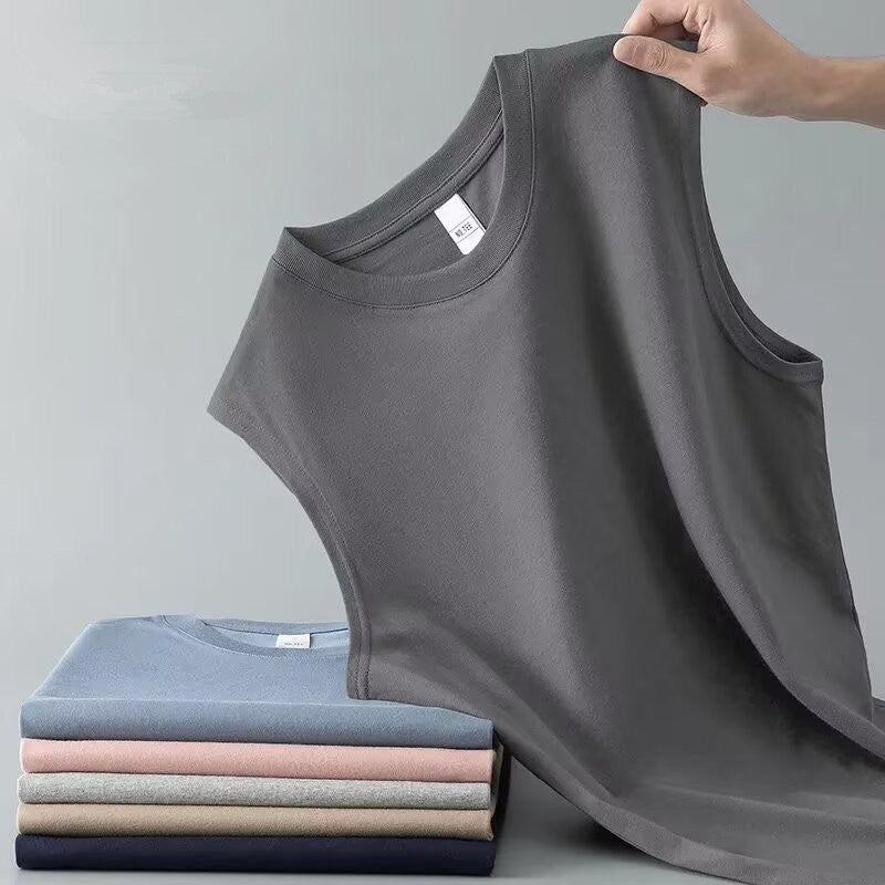 Summer Mens Thin Tank Top Sleeveless T-Shirt Loose Fashion Sports Vest White - Image 2