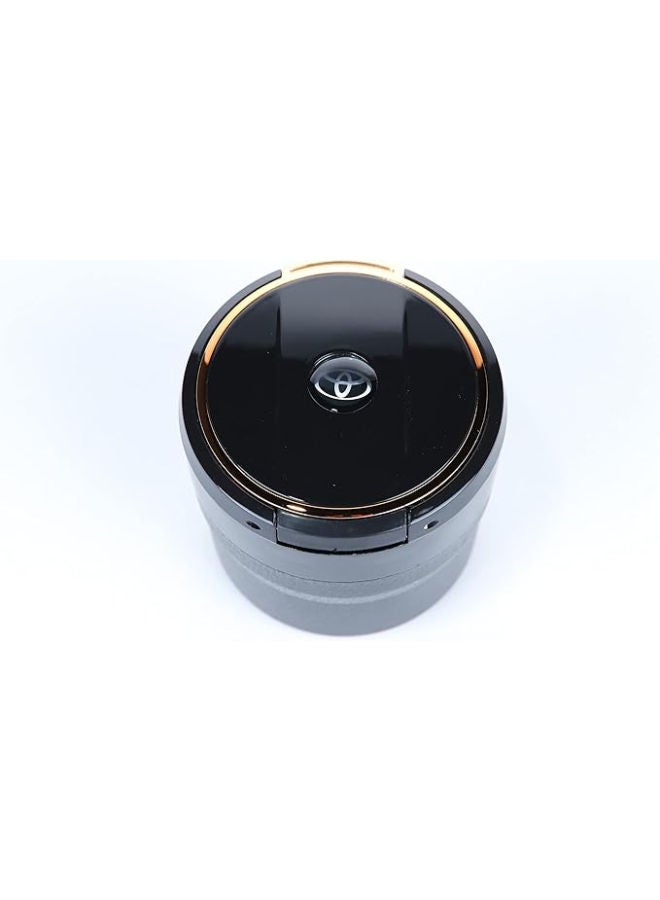 Adjustable Smokeless Car Ashtray with Lid Smell Proof with LED Light with All,ceramic Interior, Cup holder size, Detachable and Portable, Toyota, Black and Silver - Image 1
