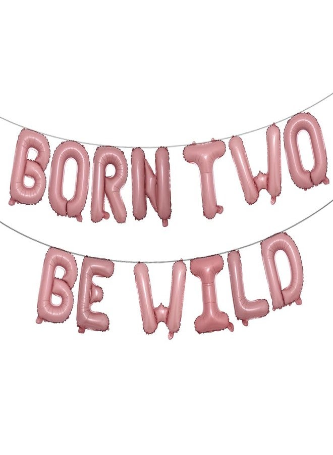 RUIANSI Born Two Be Wild Balloons & Banner - Jungle Animals 2nd Birthday Decoration (Pink) - Image 2