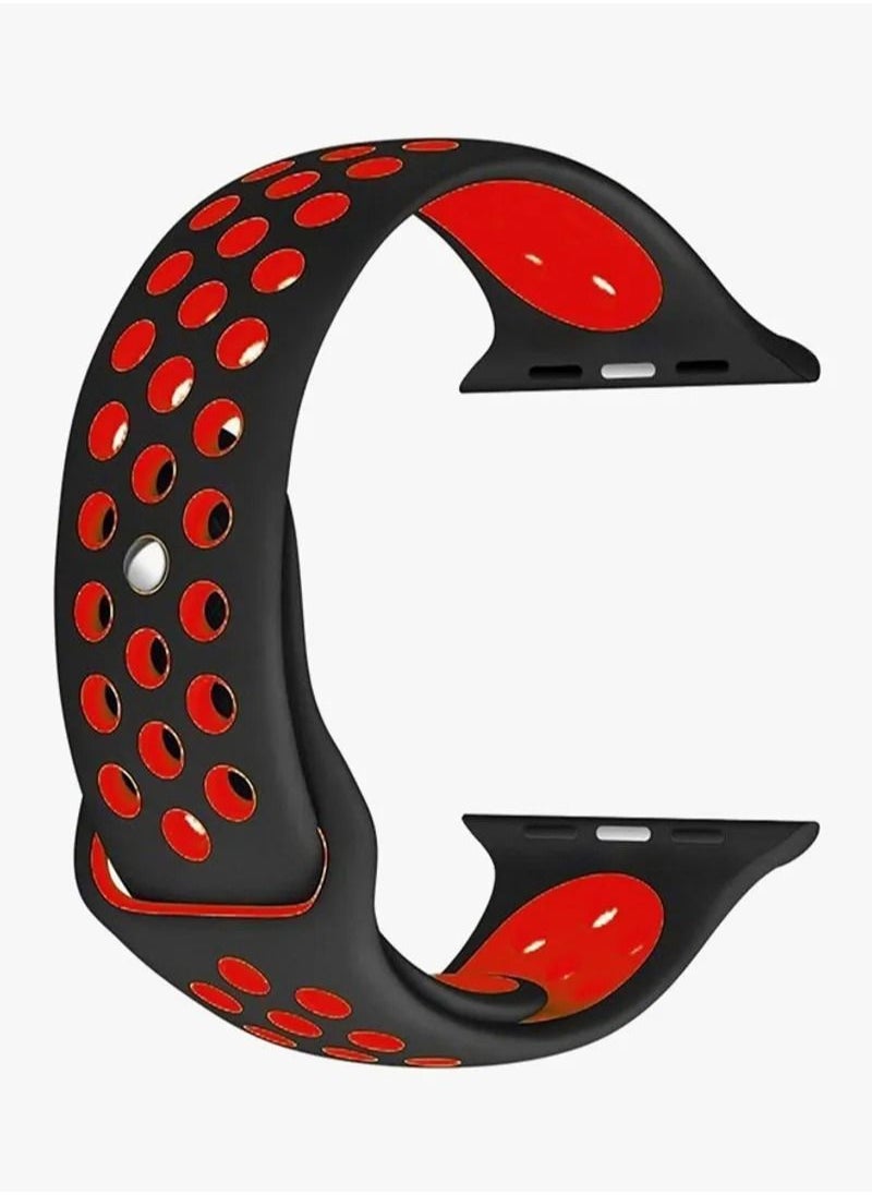 HEXABEX - Apple Watchband Compatible with 42mm(Series 10)/41mm/40mm/38mm Nike Apple Watch Strap for Apple Watch All Series Black/Red - Image 1