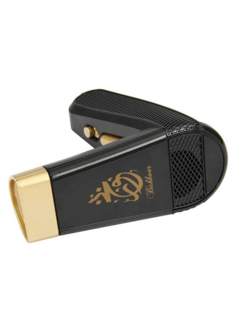 مشعِّر بخور محمول USB، مشعِّر أوود كهربائي عديم اللهب مع تسخين سيراميك، جهاز عطري أسود ذهبي هادئ 40 ديسيبل للمنزل و الهدايا الإسلامية - Image 1