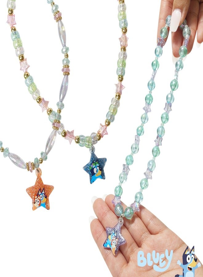 LUV HER Bluey Girl's Jewelry Set - Dress up 9 Piece Toy Jewelry Box Set with Bead Necklace, Bracelet and Ring - Play Accessories - Ages 3+ - Image 5