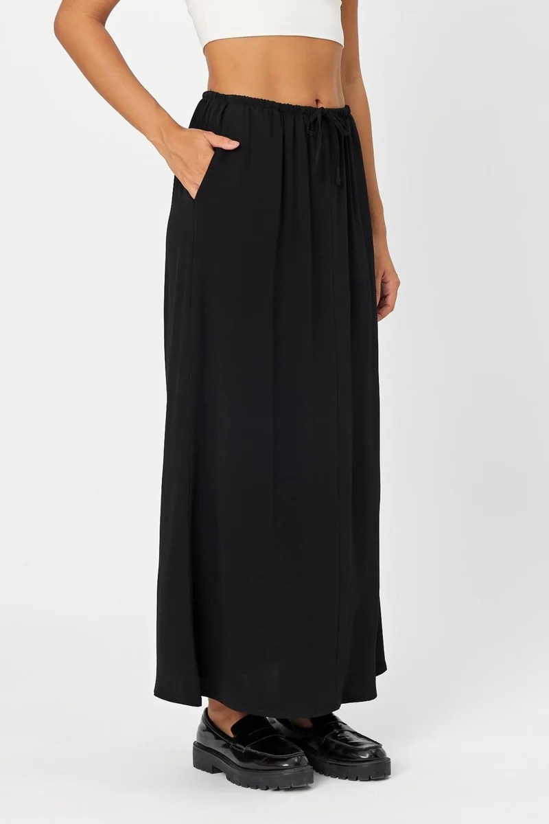 Alexander Gardi Alexandergardi Tied Waist Pocket Crepe Fabric Long Skirt (B24-00230)