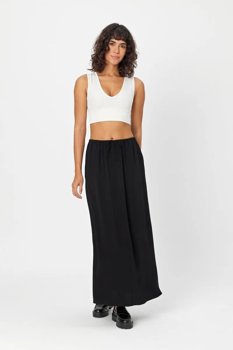 Alexander Gardi Alexandergardi Tied Waist Pocket Crepe Fabric Long Skirt (B24-00230)