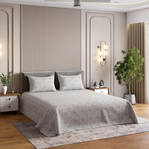 haus & kinder Feather-Touch 300 TC 100% Cotton Double-Size Flat Bedsheet Set for Queen Size Bed (100נ90) with Two Pillow Covers-Camellia Blush - Image 5