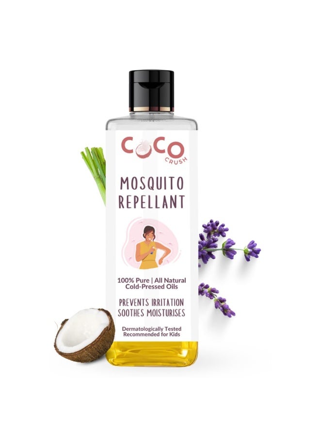 COCO CRUSH 100% Natural Mosquito Repellant Body Oil | Moisturises Dry Skin, & Soothes Mosquito Bite & Prevents Irritation, | For babies, kids, & adults (200ml) - Image 1