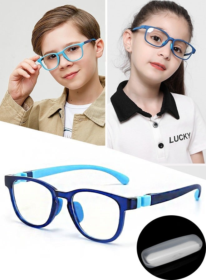 الأطفال الضوء الأزرق يحجب النظارات مع النظارات السيليكون الإطار خفيف الوزن عيون للأطفال 3-10 سنوات من العمر الأزرق المثالي للألعاب، الكمبيوتر واستخدام الكمبيوتر المحمول، الفصول على الإنترنت، قراءة الكتب، مشاهدة التلفزيون واللعب في الهواء الطلق - Image 1