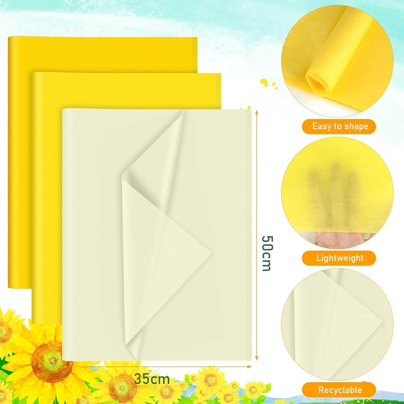 PLULON 90 Sheets Yellow Tissue Paper for Gift Bags, Colored Gift Wrapping Paper Tissue Bulk for Crafts Packaging Birthday Baby Shower, Wedding Holiday Sunflower Birthday Party Decorations - Image 2