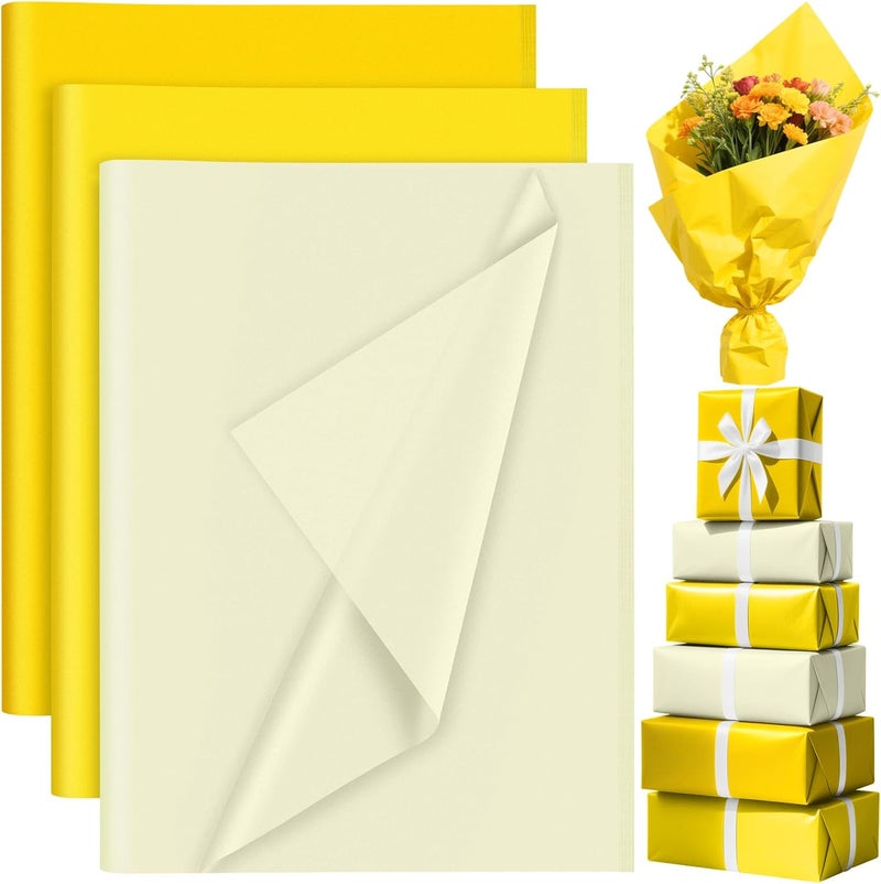 PLULON 90 Sheets Yellow Tissue Paper for Gift Bags, Colored Gift Wrapping Paper Tissue Bulk for Crafts Packaging Birthday Baby Shower, Wedding Holiday Sunflower Birthday Party Decorations - Image 1