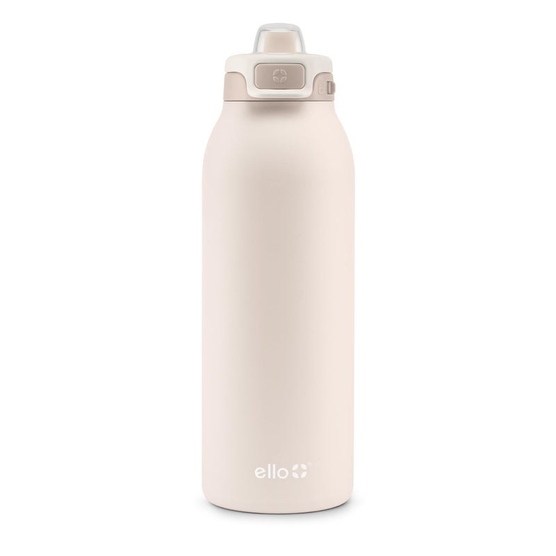 Ello Pop & Fill 40oz Stainless Steel Water Bottle with Quick Fill Technology, Double Walled and Vacuum Insulated Metal, Leak Proof Locking Lid, Sip and Chug, Reusable, BPA Free, Tonal Cream - Image 1