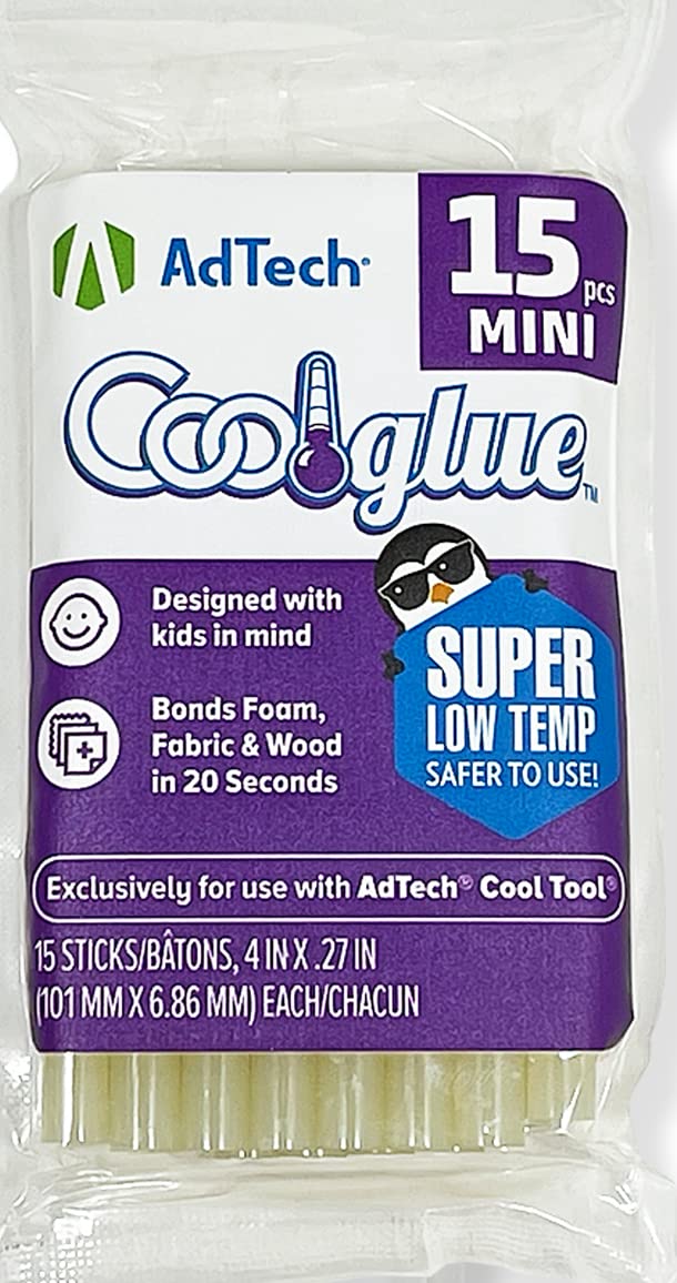 AdTech Ultra Low Temp Cool Glue Sticks, Mini 4-Inch – 15-Pack for Safe Crafting & DIY, Fast Bonding, Ideal for Delicate Materials, Fits Low Temp Mini Glue Guns, Made in USA - Image 1