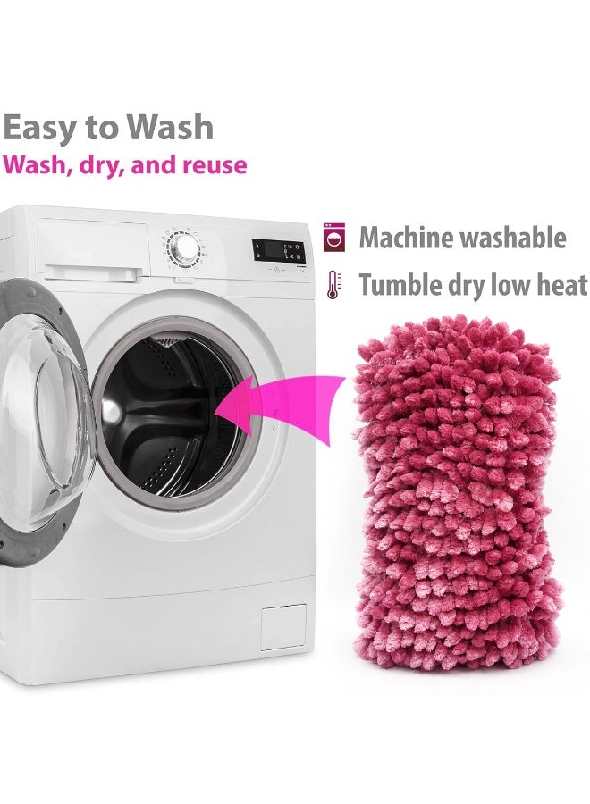 Agc Microfiber Chenille Car Wash Sponge Mitt Pad Purple for Vehicle Cleaning Scratch Free High Absorbent Foam Soap Water Holding Reusable Washable Detailing Tool for Car Bike SUV Truck Exterior Interior Glass Paint Wheels Dashboard Home Office Use - Image 3