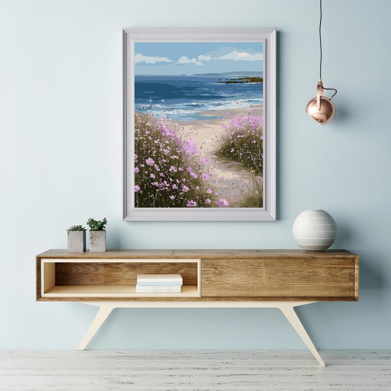 CHWGLFGG Paint by Numbers Kit for Adults Beginner, Beach Wildflower Adult Paint by Number Kits on Canvas, DIY Acrylic Oil Easy Painting by Numbers for Home Wall Decor 16X20 inch (Without Frame) - Image 4