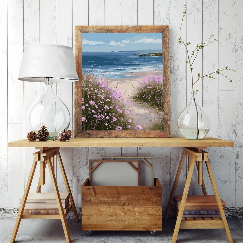 CHWGLFGG Paint by Numbers Kit for Adults Beginner, Beach Wildflower Adult Paint by Number Kits on Canvas, DIY Acrylic Oil Easy Painting by Numbers for Home Wall Decor 16X20 inch (Without Frame) - Image 2