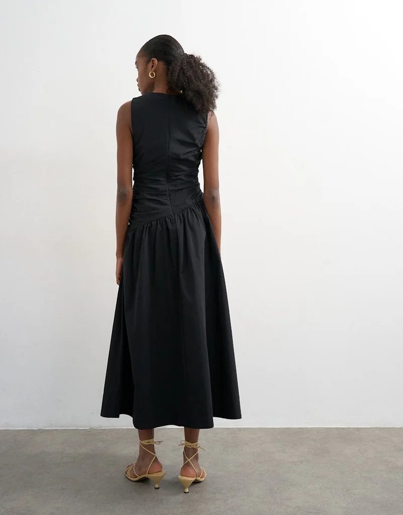 Topshop Caros Poplin Ruched Maxi Dress