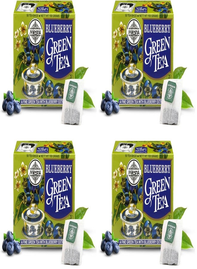 Mlesna Blueberry Green Tea 100g (Pack of 4) | 50 Foil-Wrapped Tea Bags | Pure Ceylon Green Tea | Rich in Antioxidant | Imported from Sri Lanka