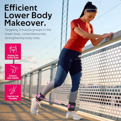 WALITO Ankle Resistance Bands with Cuffs, Ankle Bands for Working Out, Ankle Straps for Women, Exercise Bands for Legs and Butt, Booty Workout Equipment for Kickbacks Hip Fitness Training - Image 4
