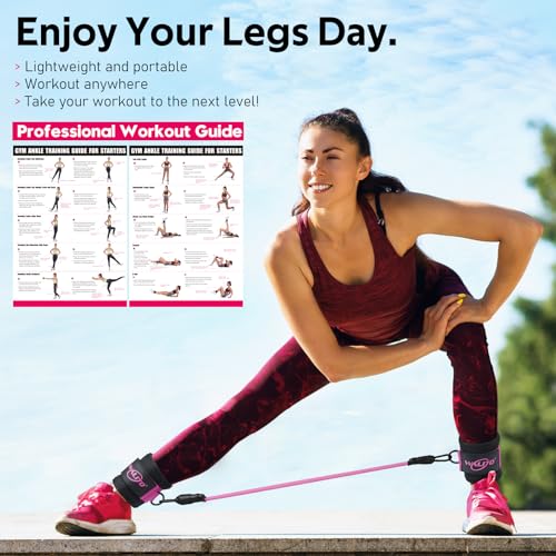 WALITO Ankle Resistance Bands with Cuffs, Ankle Bands for Working Out, Ankle Straps for Women, Exercise Bands for Legs and Butt, Booty Workout Equipment for Kickbacks Hip Fitness Training - Image 5