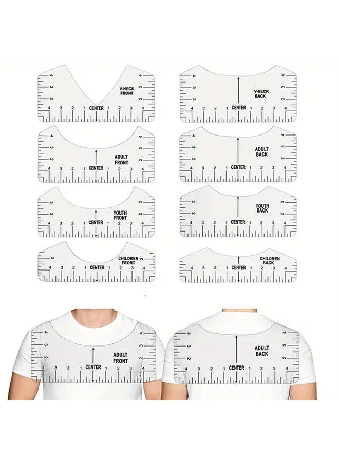 8pcs T Shirt Alignment Tool PVC Ruler Guide For Heat Press Vinyl Transparent - Image 1