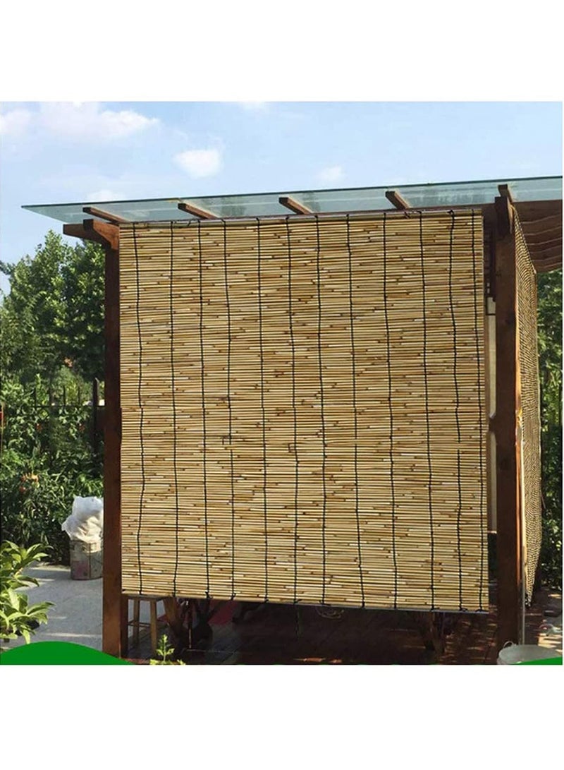 LINGWEI Bamboo Blinds Window Shades Natural Reed Curtain Beige 200x100cm - Image 4