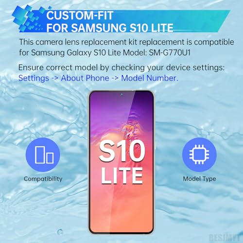 BESJMYT 2 Pack for Samsung Galaxy S10 Lite Rear Camera Lens Replacement Adhesive Back Camera Glass Lens with Full Fix Tool Repair Kit Tweezers Dust Cloth for S10 Lite SM-G770U1 - Image 2