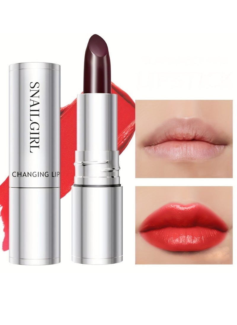 Snail Girl Black Rose Lipstick Red Silky Smooth Full Coverage Velvet Creamy Texture Lipstick Waterproof Smudge Proof Non Dry Color Changing Lipstick Cover Lip Lines Softly Lip Stick Pink Red  - Image 2