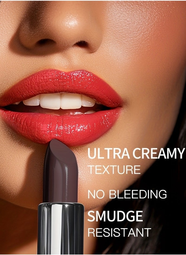 Snail Girl Black Rose Lipstick Red Silky Smooth Full Coverage Velvet Creamy Texture Lipstick Waterproof Smudge Proof Non Dry Color Changing Lipstick Cover Lip Lines Softly Lip Stick Pink Red  - Image 4