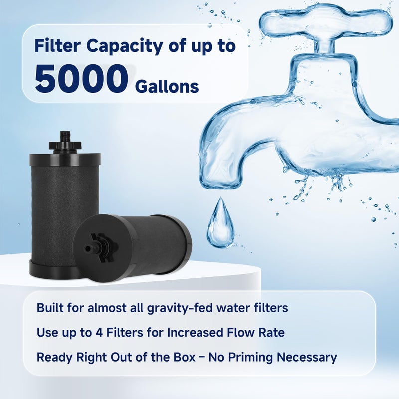 Virego 2387 Pro Filter Replacement, NSF/ANSI 42 Certified for Alexapure Water Filter Replacement, 5,000 Gallon Throughput Capacity Compatible with Alexapure Water Filtration System - 1 Filter Pack Black - Image 5