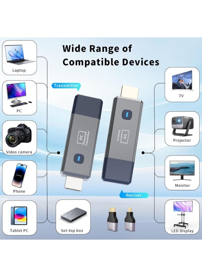 Generic - Wireless HDMI Transmitter and Receiver – 50m Range, 4K Decoder, 1080P Output, Dual Band 2.4G/5.8G, Plug & Play for PC, TV Box, Projector - Image 1