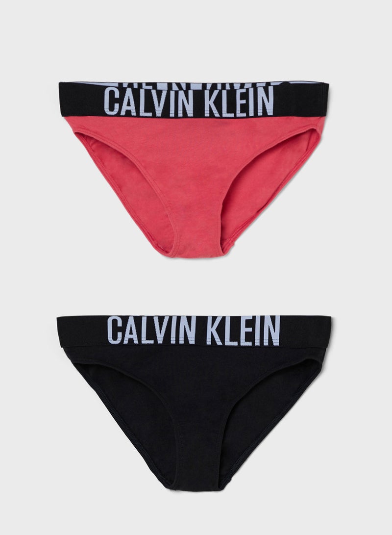 Calvin Klein Jeans Kids 2 Pack Logo Band Bikini Briefs  - Image 1