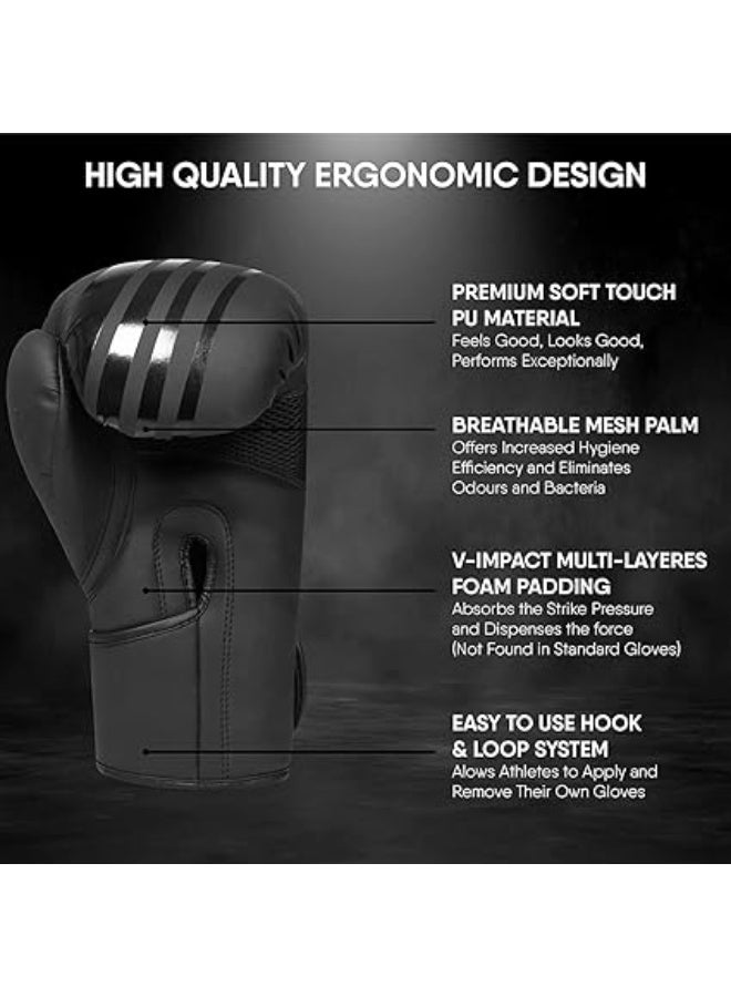 ستاربرو قفازات ملاكمة اوبسيديان غير لامعة من ستاربرو، قفازات ملاكمة رجالي وحريمي للتدريب والكيك بوكسينج من الجلد الصناعي بوزن 236.5  و295.74 و354.88 و414.03 و473.18 مل، بلون أسود- مستلزمات رياضيه -ادوات رياضيه - العاب جيم - Image 3