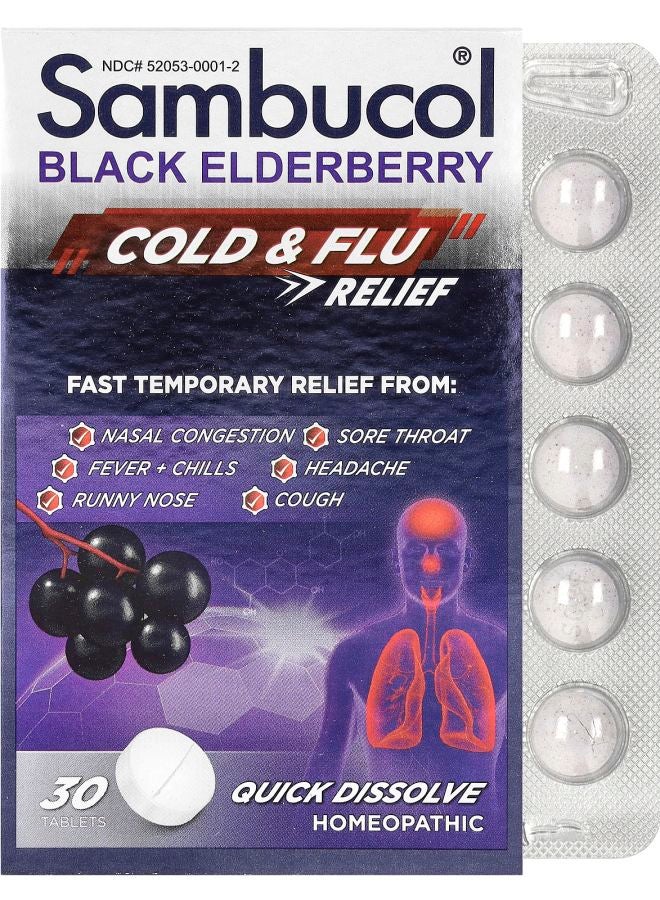 Black Elderberry Cold & Flu Relief 30 Tablets