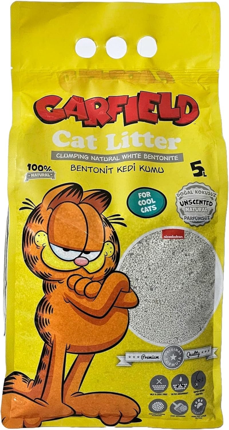 Natural Clumping Cat Litter - 100% High-Quality White Bentonite, Unscented, 5L - Superior Odor Control, Low Dust, Easy Scooping