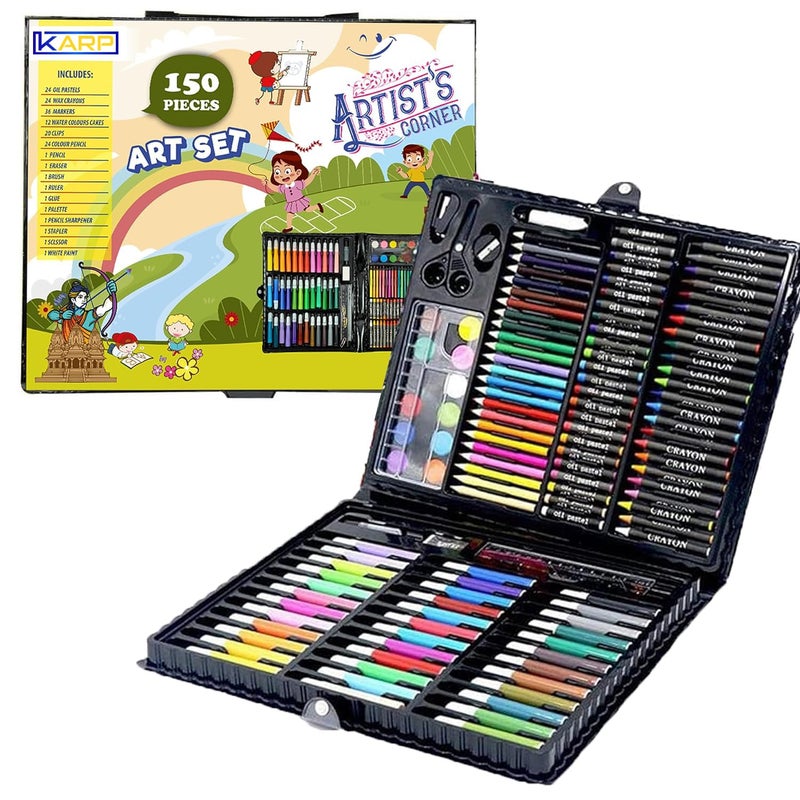 Karp Children Deluxe Art Drawing Set for Kids Case Art and Craft Supplies Drawing and Painting Set Great Gift (150Pcs -Black) - Image 1