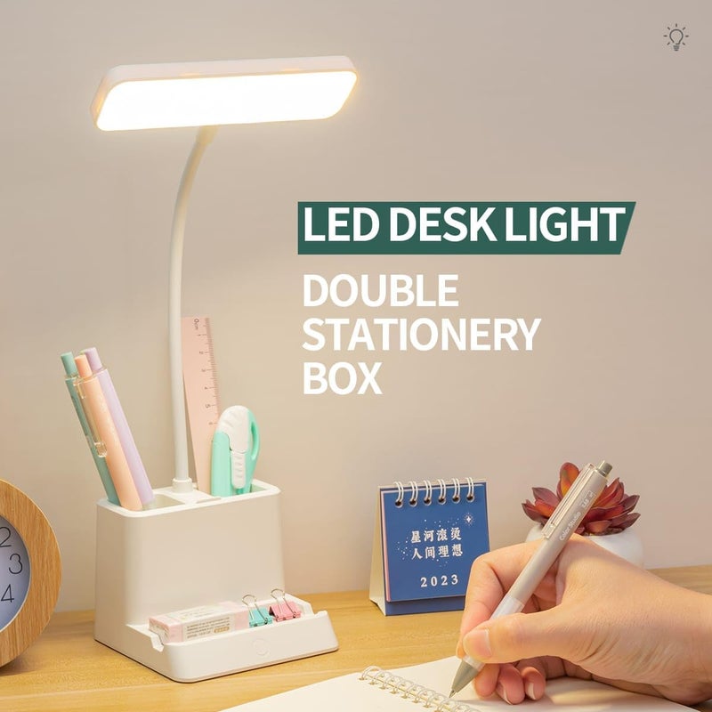 Niwlix Desk Light Lamp for Study Table Lamp for Kids Teens with Pen Phone Holder Mini Gooseneck College Dorm Room Lighting for Computer Keyboard Desktop Task - Image 4