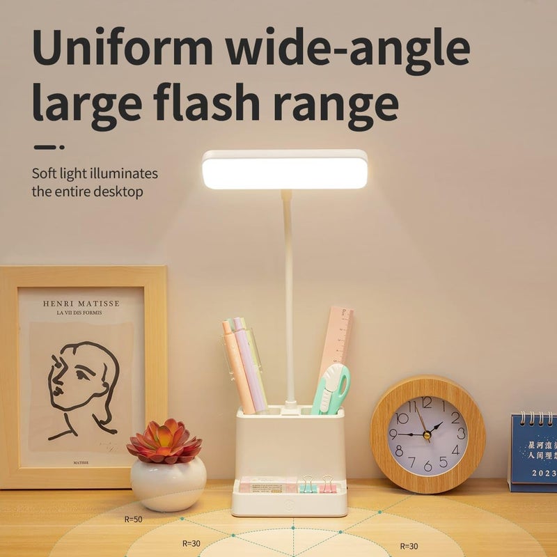 Niwlix Desk Light Lamp for Study Table Lamp for Kids Teens with Pen Phone Holder Mini Gooseneck College Dorm Room Lighting for Computer Keyboard Desktop Task - Image 5