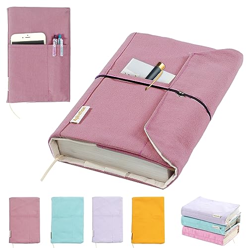Aplufine Canvas Book Covers, Washable Protector for Paperback Novels, Adjustable Cover for Hardcover With Pockets for Pen, Soft Cover Books, Lovers Gifts - Image 1