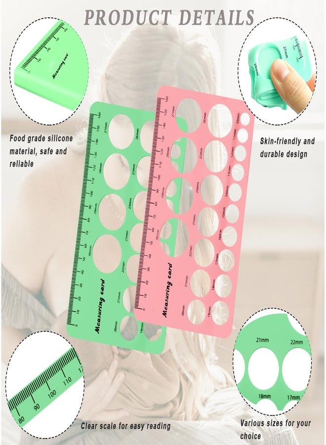 XYQMLY Nipple Ruler, 4 Pcs Nipple Rulers Set for Flange Sizing Measurement Tool, Silicone Soft Flange Size Measure for Nipples, Measuring Card Template for Breast Pump Size, New Mothers Musthaves, Pink/Green - Image 3