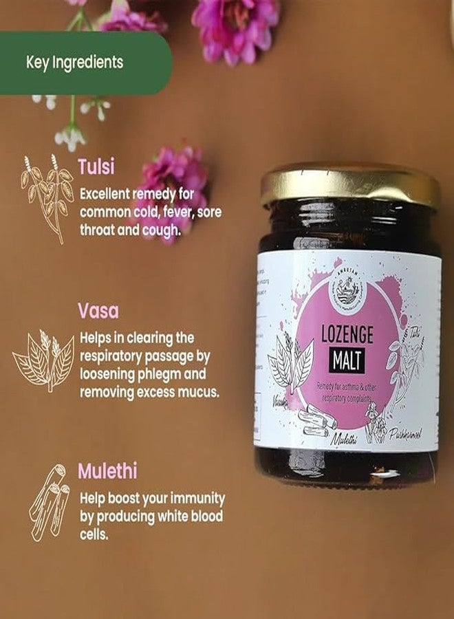 AMRUTAM Lozenge Malt | Ayurvedic Remedy with Tulsi, Vasa, Mulethi, Pushkarmool, and Tribhuvan Kirti Ras for Cough and Cold (200 GMS) - Image 3