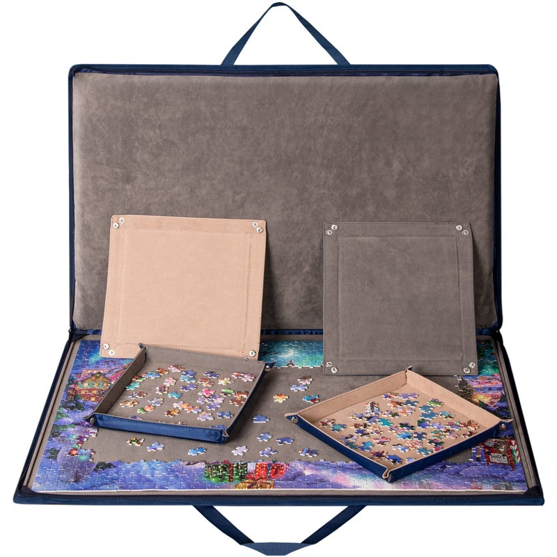 Lavievert 1000 Piece Jigsaw Puzzle Board with Padded Cover, Portable Case with 4 Sorting Trays & Detachable Board, Puzzle Caddy Storage Saver with Non-Slip Surface for Adults - Image 1