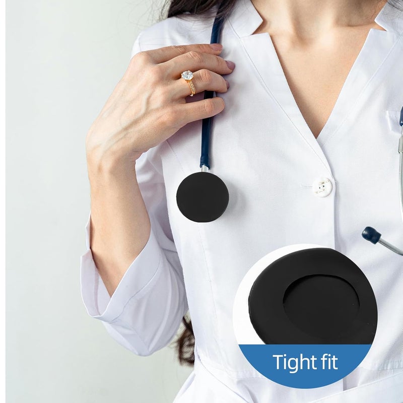 SHOWERORO 20pcs Silicone Stethoscope Head Protective Covers Sleeve Black Stethoscope Spare Parts Kit for Medical Professionals Compatible Head Protector for Clinical Use - Image 3