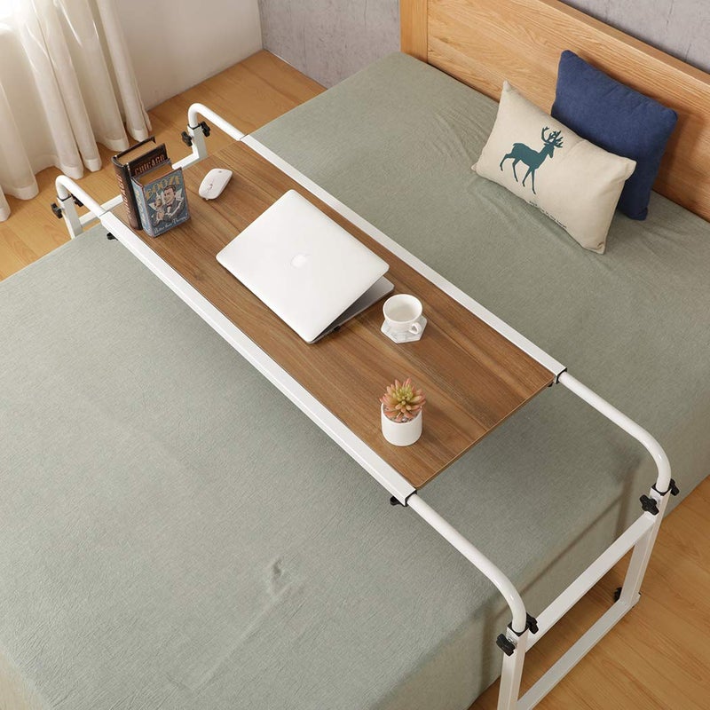 Overbed Desk Laptop Desk Laptop Cart with Wheels Over Bed Desk Adjustable Overbed Table with Wheels King Queen Bed Table Bed Table on Wheels Overbed Laptop TableAncient Oak