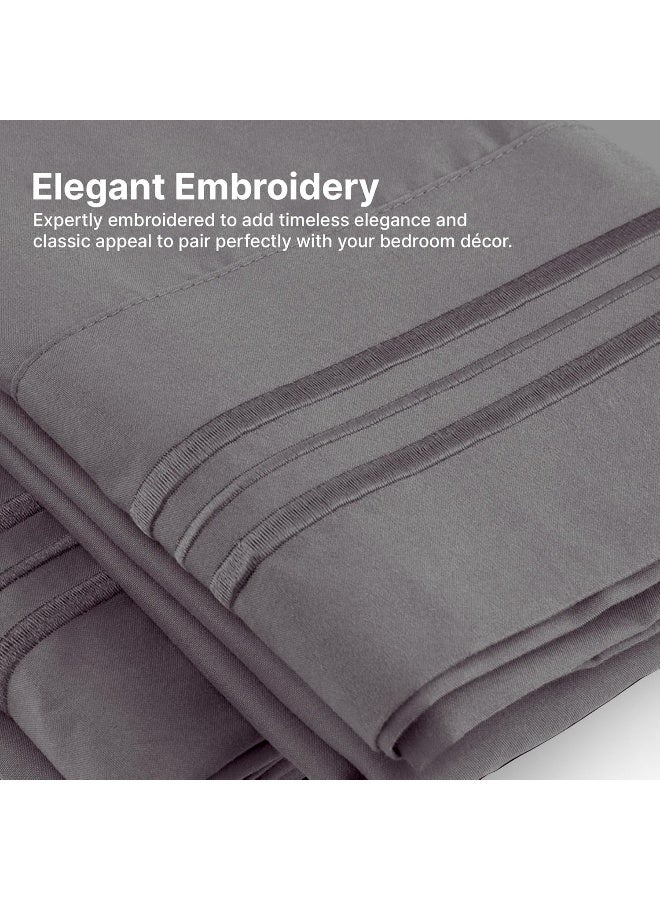 CGK Unlimited Queen Pillow Cases Set of 2 - Ultra Soft Hotel Quality Pillowcase Covers - Comfy Cozy Bedding for Women, Men, Kids & Teens - Machine Washable Pillow Protectors - 2 Pieces Set - Queen Size Dark Grey  - Image 3