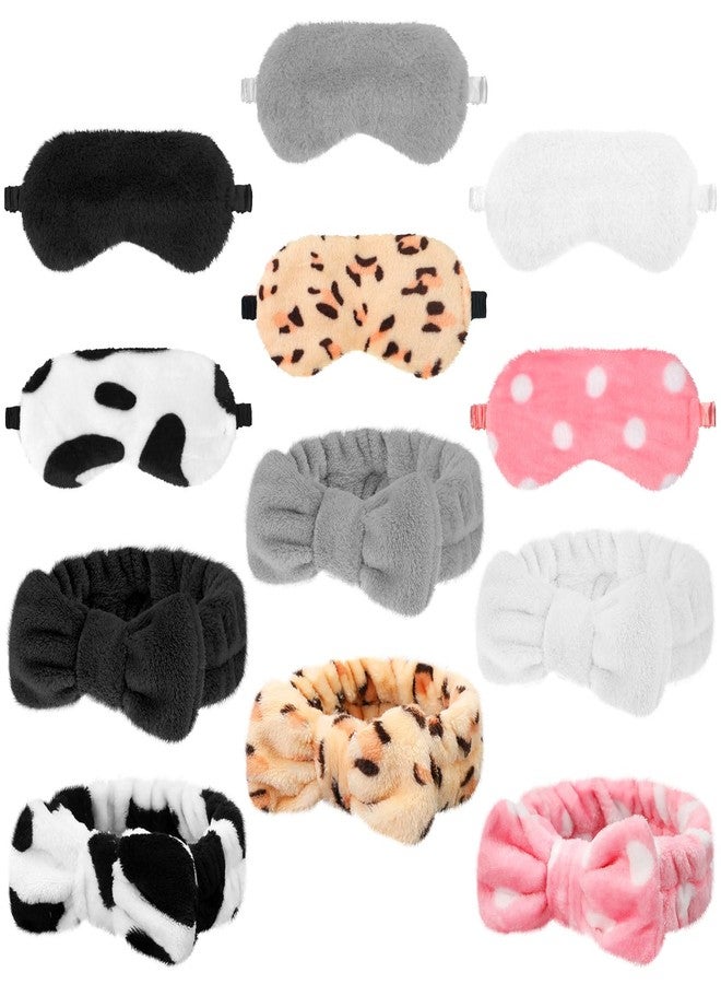 Kajaia 12 Pcs Sleepover Party Favors for Woman Plush Sleep Eye Mask Soft Spa Headband for Spa Birthday Bachelorette Slumber Party Supplies(Cute) - Image 1
