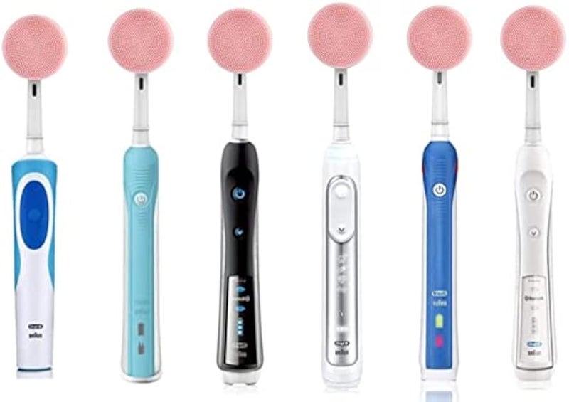 THE PACK Facial Cleansing Brush Replacement Head Compatible with Oral B Bruan Electric Toothbrush Bases-2 Waterproof Silicone Face Spin Brushes for Cleansing Deep Cleaning & Massaging (Pink) - Image 5