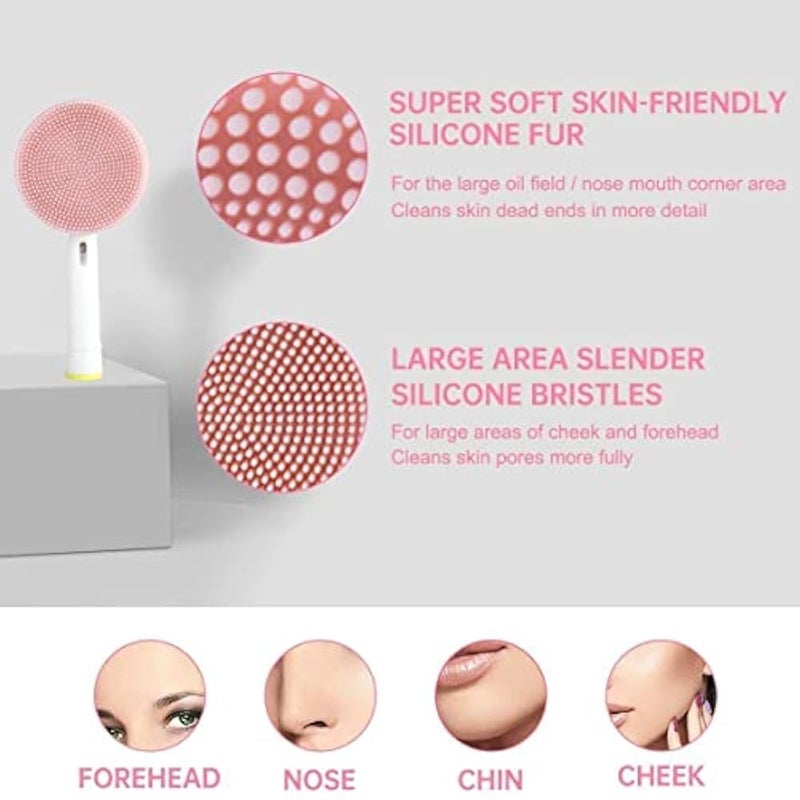THE PACK Facial Cleansing Brush Replacement Head Compatible with Oral B Bruan Electric Toothbrush Bases-2 Waterproof Silicone Face Spin Brushes for Cleansing Deep Cleaning & Massaging (Pink) - Image 3